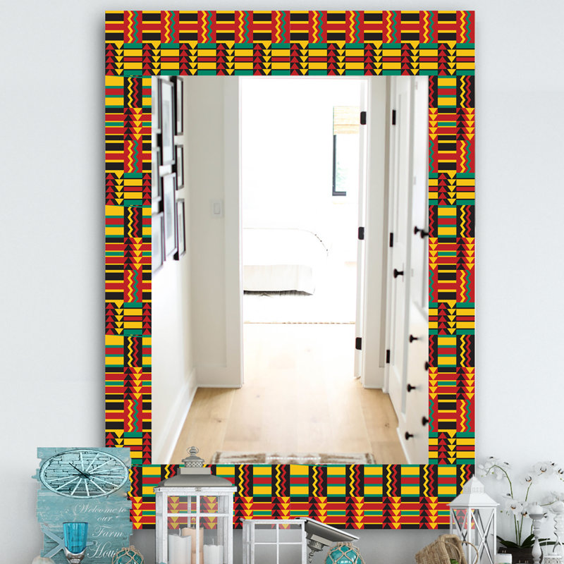 Miroir de salle de bain africain/meuble-lavabo, H 24 po x l 32 po