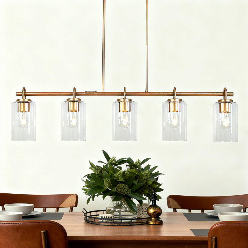 5-Light Gold Kitchen Island Linear Pendant