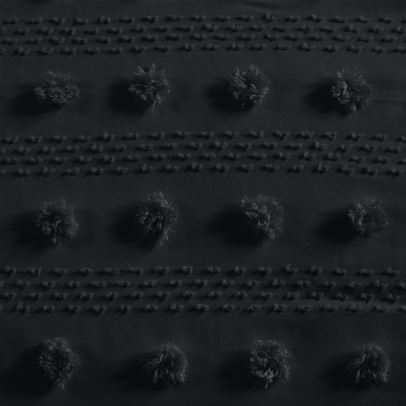 Housse de couette 3 pièces double / grand noir avec pince et attaches intérieures en microfibre