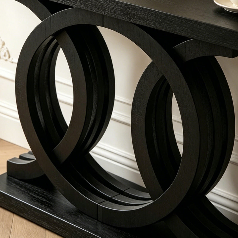 Console Modern Sculptural, 31.5" H x 51.18" W x 19.69" D, Black
