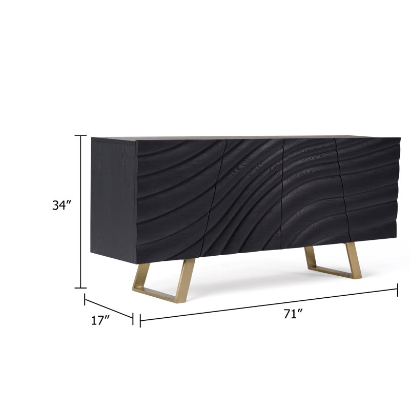 Buffet Cid Finn, 4 portes, or noir, 71 pouces