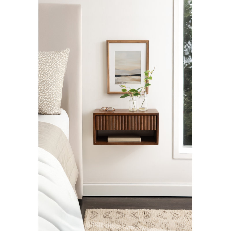 Table d'appoint flottante Rutkowski, Brun, Bois brun foncé