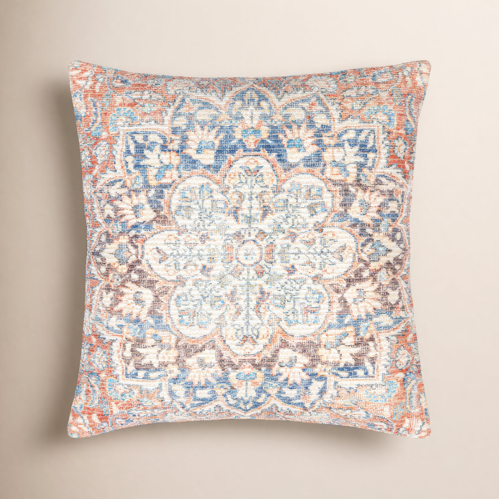 Colin Floral Throw Pillow, 18" x 18", Cream
