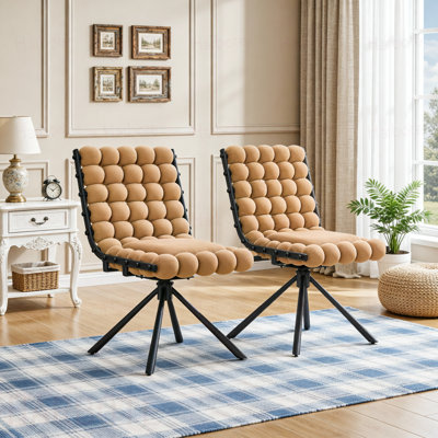 Ensemble de 2 chaises de salle à manger avec chaise à bulles et pieds en velours noir, chaises capitonnées pour salle à manger et cuisine