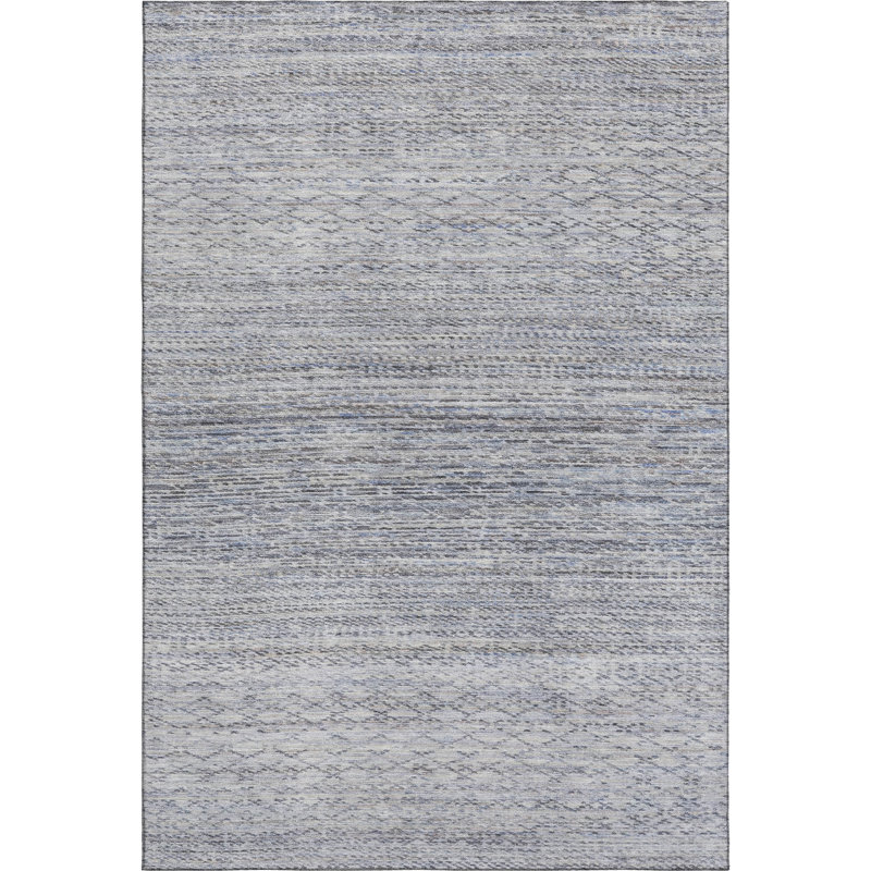 Premium Machine Washable Mayfield AMF2150 Striped Rug, Sky, Rectangle 3' x 5'