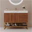 Meuble-lavabo moderne 36 po avec lavabo en céramique sans couture et armoire autoportante dorée-621748498