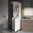 Kitchen Storage, White Kitchen Pantry With Pneumatic Door And Open Storage