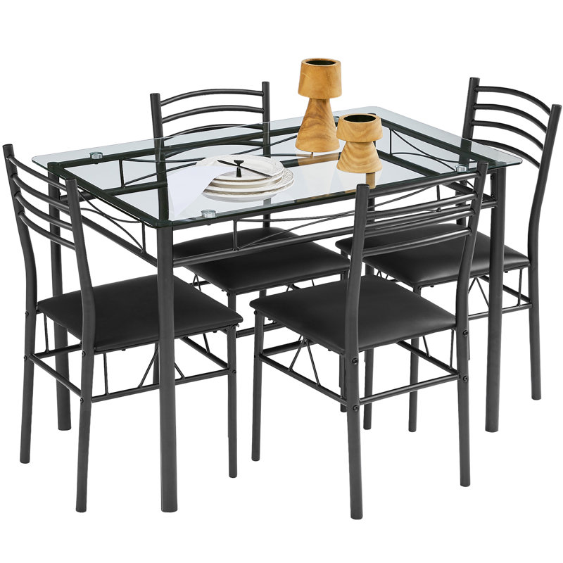 Izen 4 - Person Four Leg Dining Set, Black