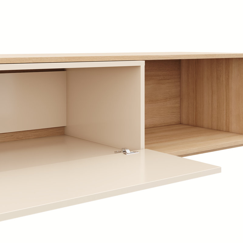 Console de télévision extensible avec armoire de rangement Arlo, Beige / Ivoire