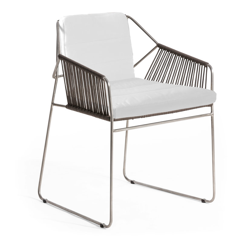 Sandur Outdoor Dining Armchair, Canvas Natural, Taupe Rope/Stainless Steel Frame