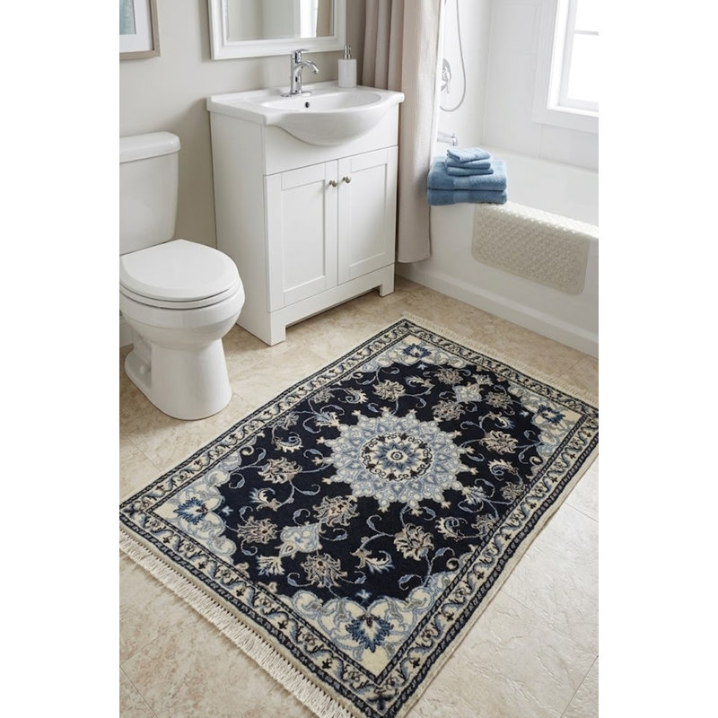 Tapis unique en laine noué à la main de style années 2000 de 2 pi 10 po x 4 pi 5 po bleu marine Summerdale