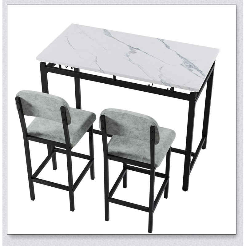 Kitchen Table Set, Dining Table and Chairs for 2, 3 Piece Dining Room Table Set with 2 Upholstered