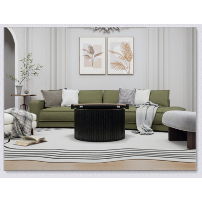 Table basse ronde avec rangement, table d'appoint moderne pour un décor de salon élégant et fonctionnel