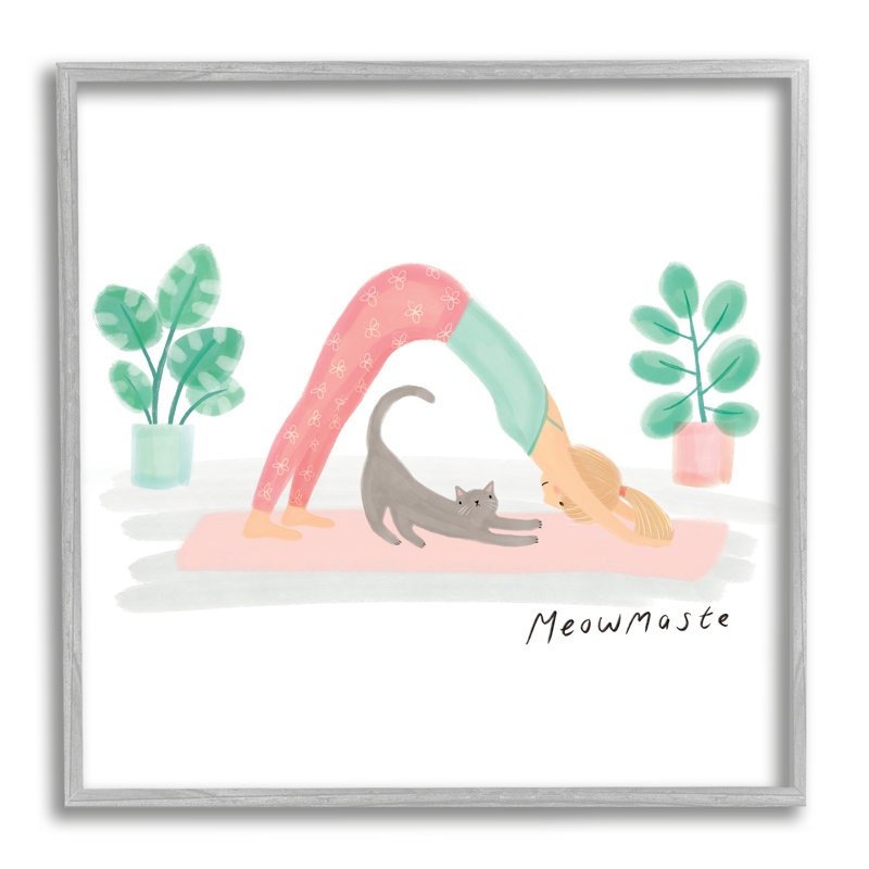 Meowmaste Yoga Cat Pun, Estampe numérique Farmhouse, H 17 po x l 17 po x l 1,5 po