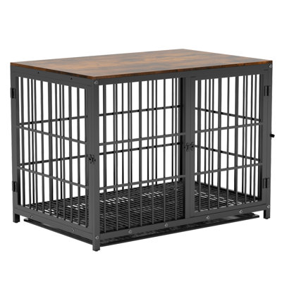 Chamiya Metal and Wood Pet Furniture Style Crate with 3 Doors