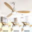 52 Inch Wooden Ceiling Fan White 3 Solid Wood Blades Remote Control Reversible DC Motor With Led Light-897305889-897305894