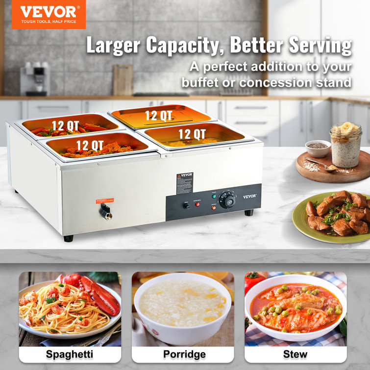 VEVOR Stainless Steel 48 Quarts Countertop Food & Buffet Warmers