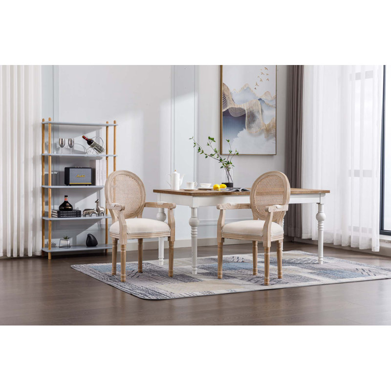Chaise de salle à manger vintage rembourrée en tissu, ensemble de 2