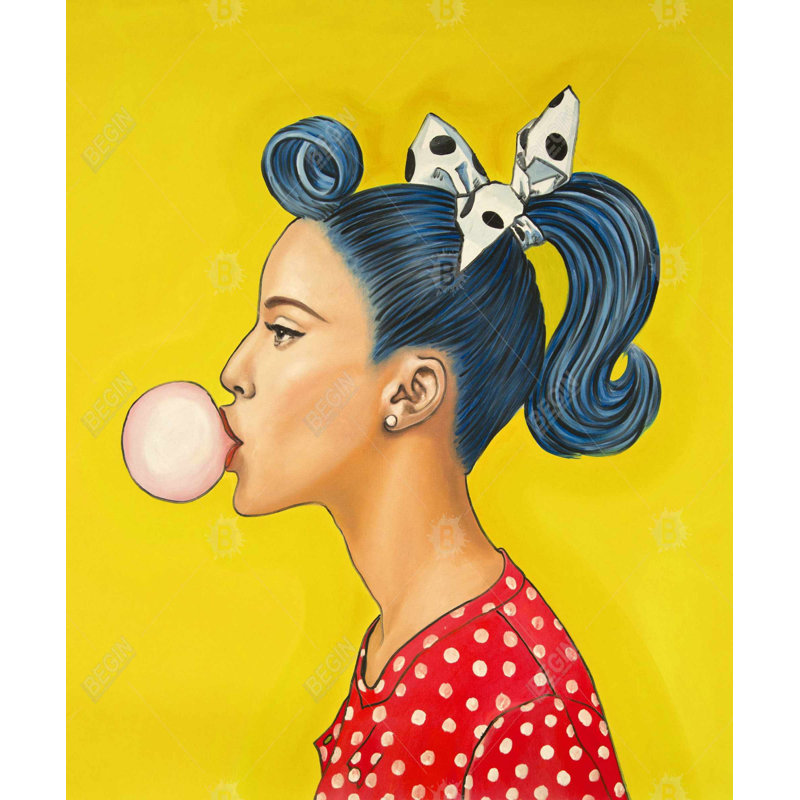 Polyester Sateen Duvet Cover, King Duvet, Blue Retro Woman With Beautiful Ponytail