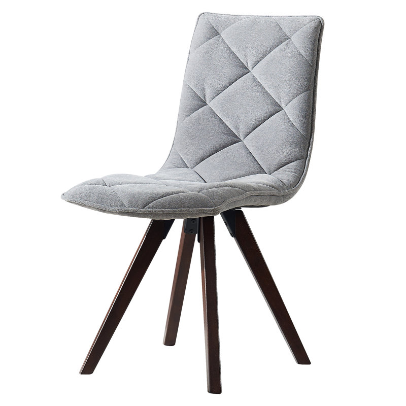Modern Dining Chairs, Solid Wood Legs, Grey Fabric For Home & Kitchen
