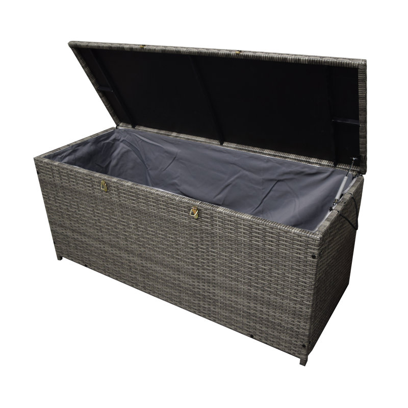 Oakland Living 53'' W 113 Gallons Water Resistant Wicker Deck Box, Gray