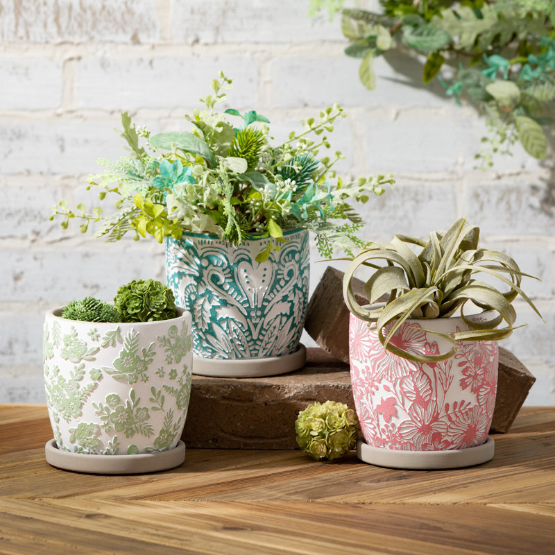 Ensemble de pots à fleurs en ciment 3 pièces Jahmaya