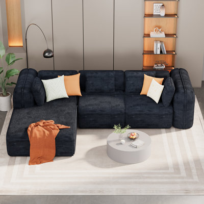 Modular Sectional Sofa with Chaise, Boneless Couch Convertible Sofa Bed, Fluffy Cloud Couch, Deep Seat Couches for Living Room, No Assembly Required,