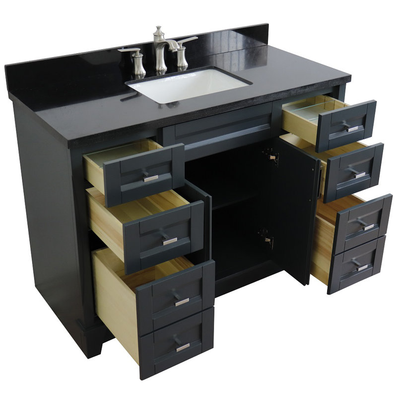 Ensemble de meuble-lavabo de salle de bain simple 49 po Romine, Noir galaxie