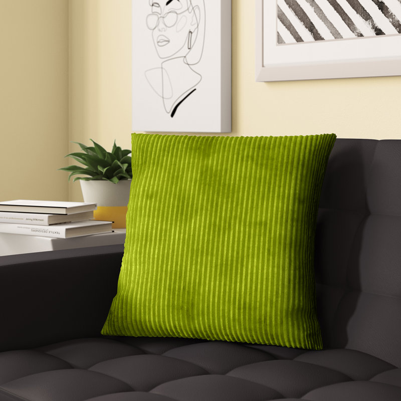 Coussins décoratifs réversibles en velours côtelé rembourrés de polyester moelleux de couleur unie Wide Wale, Vert