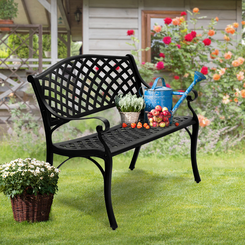 Banc de parc en aluminium thermolaqué Dutra, Noir