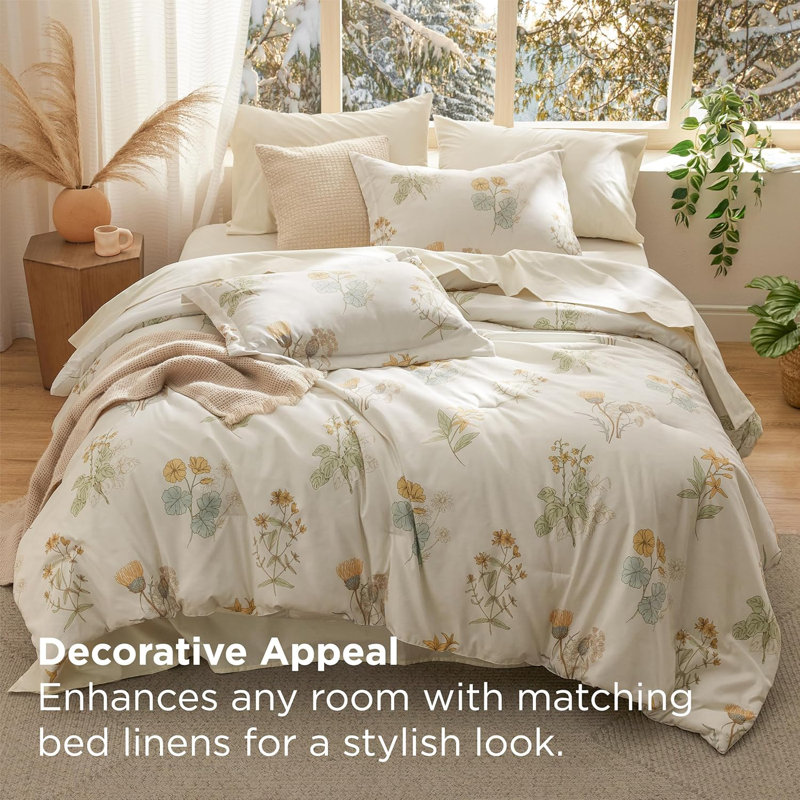 Bedsure 00% Cotton Sheet Bedding Comforter Sets, King Comforter + 2 Pillow Shams + 2 Pillowcases, Linen