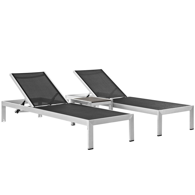 Shore Aluminum Outdoor Chaise, Black
