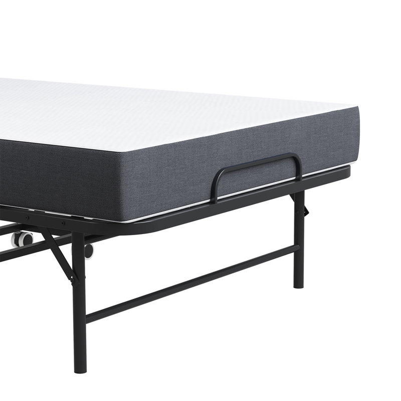 Lit pliant de 75 po x 38 po avec tête de lit réglable, lit escamotable en mousse à mémoire de forme de 5 po pour les personnes de grande taille, lit d'invité portable robuste sur roulettes, lit simple simple à assembler