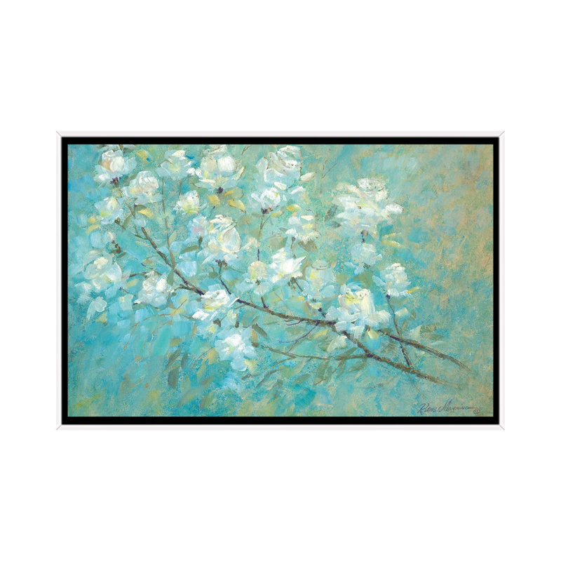 «Wild Rose Blossom» par Ruane Manning - reproduction d'art, Aucun mat, Toile blanche encadrée, H 18 po x l 26 po x P 1,5 po