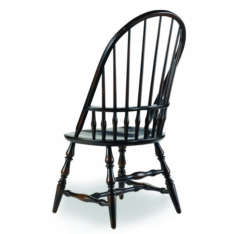 Ebony Wood Upholstered Windsor Side Chair with Slat Back