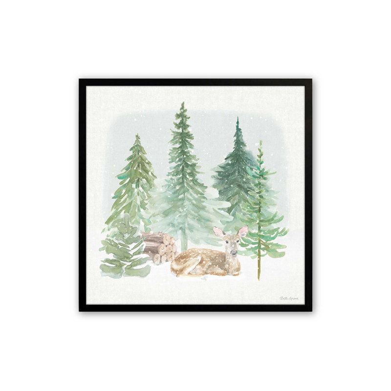 Impression Woodland Charm III, H 13,5 po x l 13,5 po, Cadre simple noir satiné, bois massif