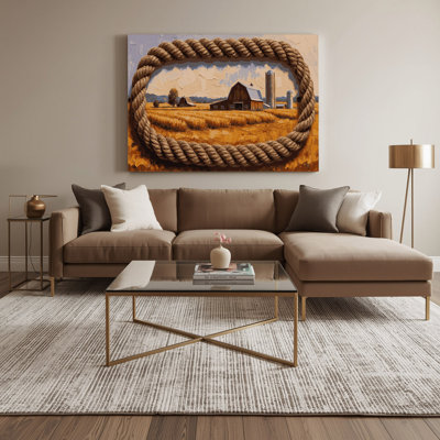 «Farm Rope Border», art mural sur toile brun