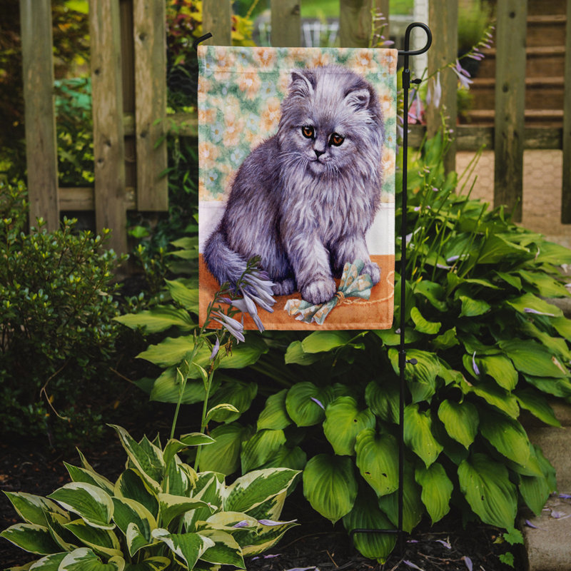 Grey Cat by Daphne Baxter 2-Sided Garden Flag, 15" H  x 11" W