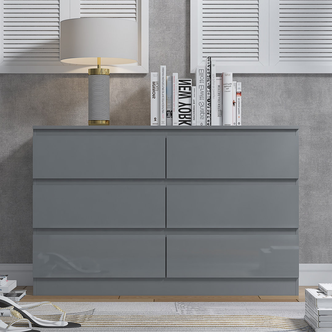 Warren 6 Drawer Wide 3+3 Chest Of Drawers 110cm W Double Dresser