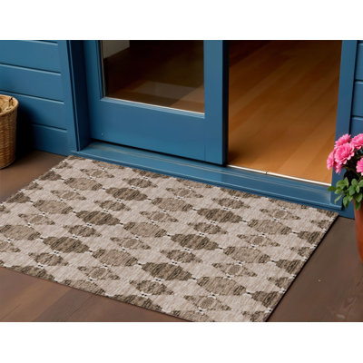 Tapis marocain d'intérieur et d'extérieur lavable brun et chocolat 3 pi x 5 pi