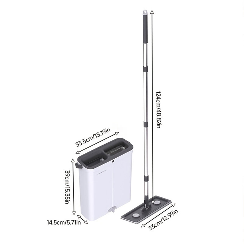 Balai à franges et seau compact JOYBOS - Balai à franges plat et seau avec essoreuse mains libres | Vadrouille humide pour appartement, petite maison, télé, fenêtres, mur