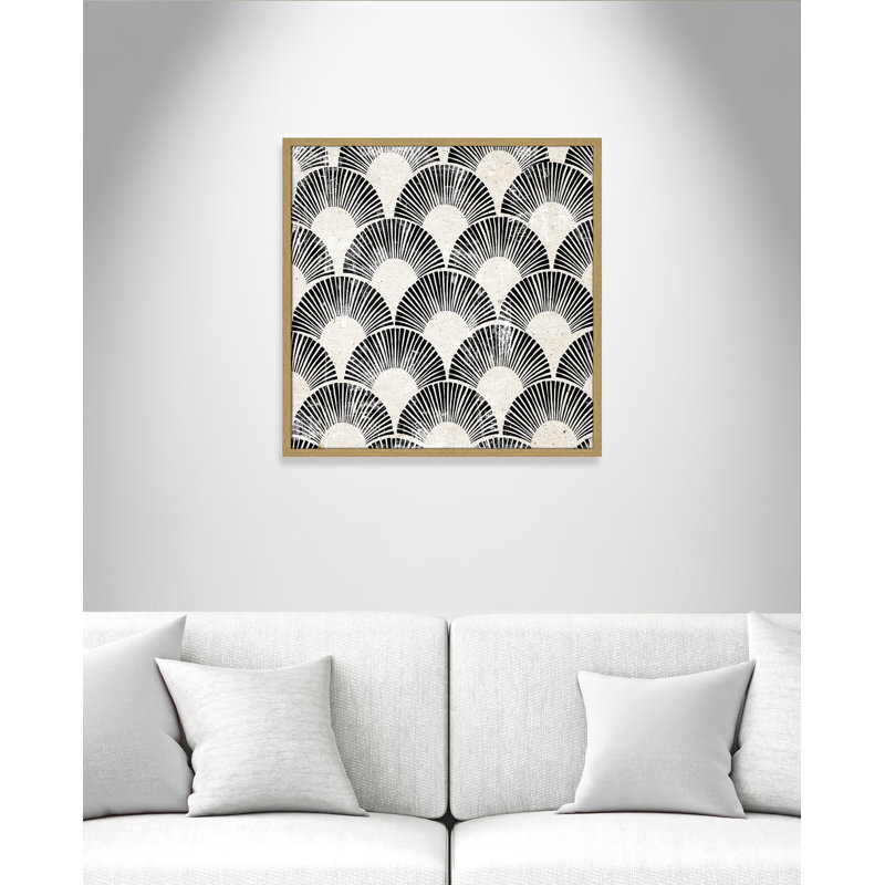 «White Art Deco III» par Aimee Wilson, L 27,5 po x H 27,5 po, Impression encadrée, Grain de bois naturel