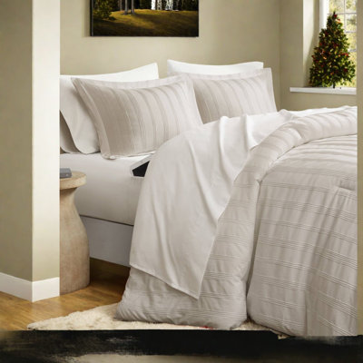 -piece Bedding Sets, Polyester Woven Striped Design, Neutral Tone, Perfect For Modern Bedrooms