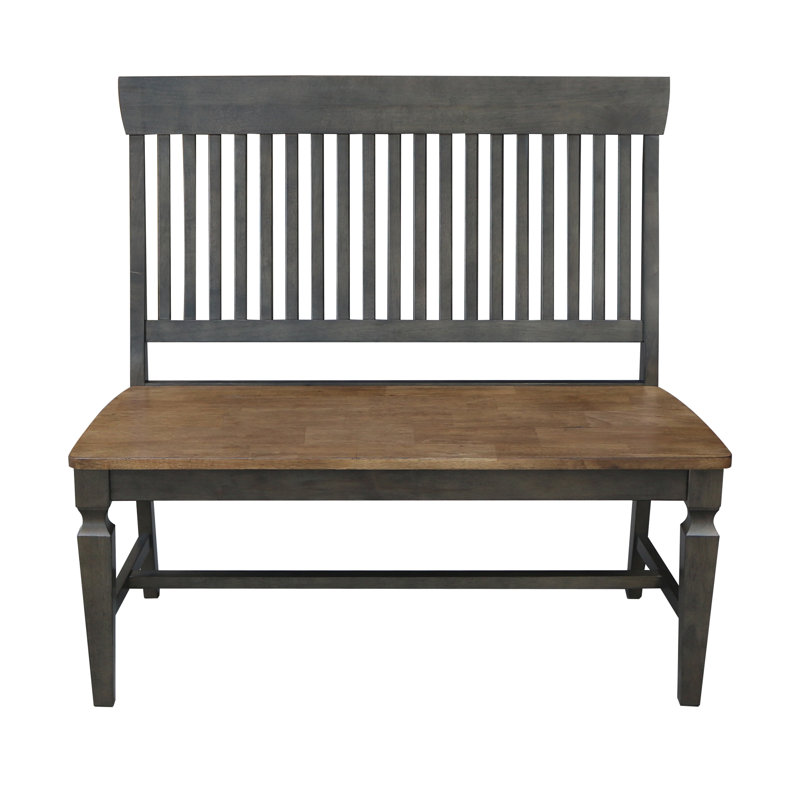 Banc en bois massif Skyla, Hickory / charbon délavé