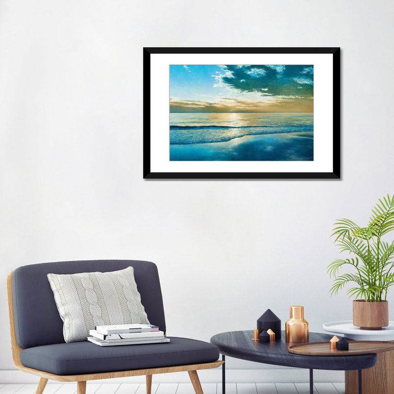 «Amelia Island Dawn», impression sur toile, H 24 po x l 32 po x P 1 po, Papier d'art encadré noir, Blanc