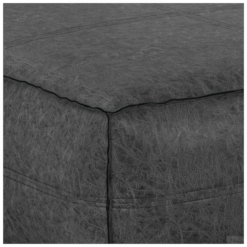 Brody - Très grand repose-pieds de table basse - Noir patiné, H 14 po x l 36 po x P 36 po, Cuir noir