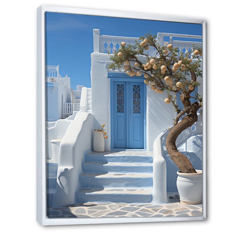 Grèce Grèce «Cycladic Harmony I», reproduction sur toile flottante, H 44 po x l 34 po x P 1,5 po, Cadre flottant blanc