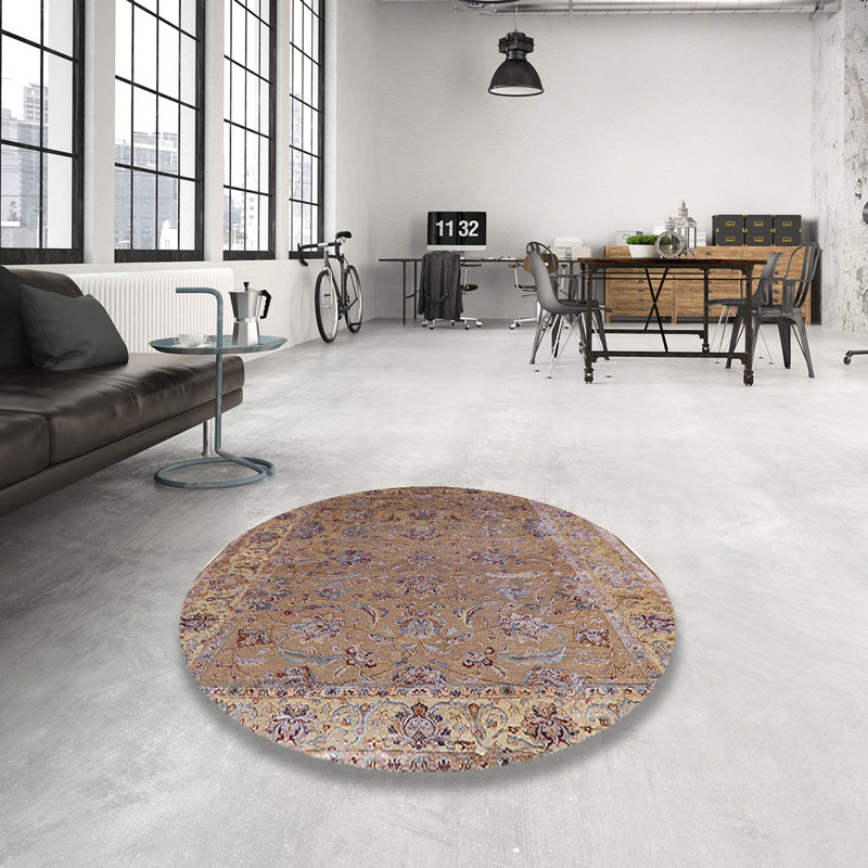 Tapis brun à motif oriental, Rond 3 pi