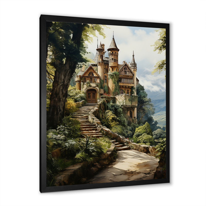 Xylo Castles Rustic Retreat Earthy I sur toile, H 40 po x l 30 po x P 1,5 po, Cadre photo noir