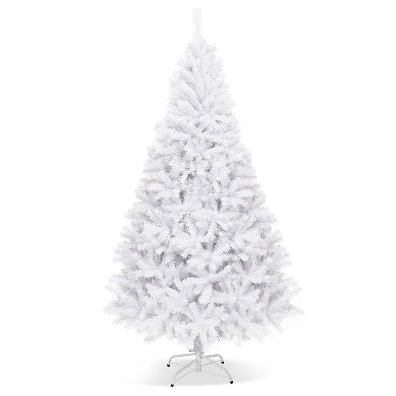 Artificial PVC White Christmas Tree with Metal Stand, 7.5' H